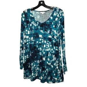 J. Jill Pure Jill Long Sleeve V Neckline Pocket Longline Tunic Top Size Small